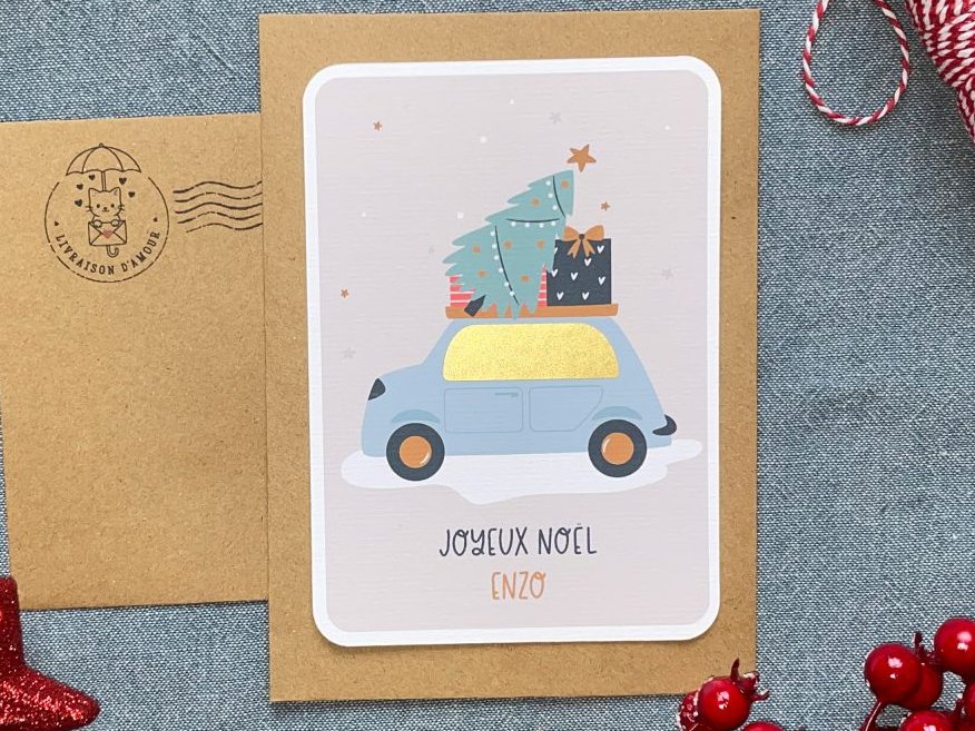 image Voiture bleue de Noël