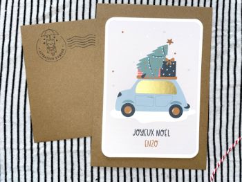 Voiture bleue de Noël