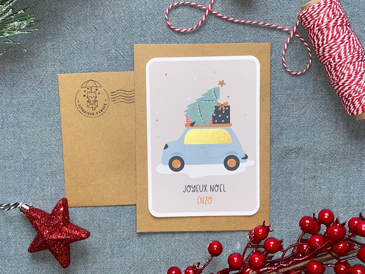 Voiture bleue de Noël